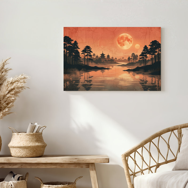 Art mural sur toile Gallery Wrap pour le salon, la chambre à coucher, le bureau ou le vestibule - Décoration murale décorative avec forêt clair de lune