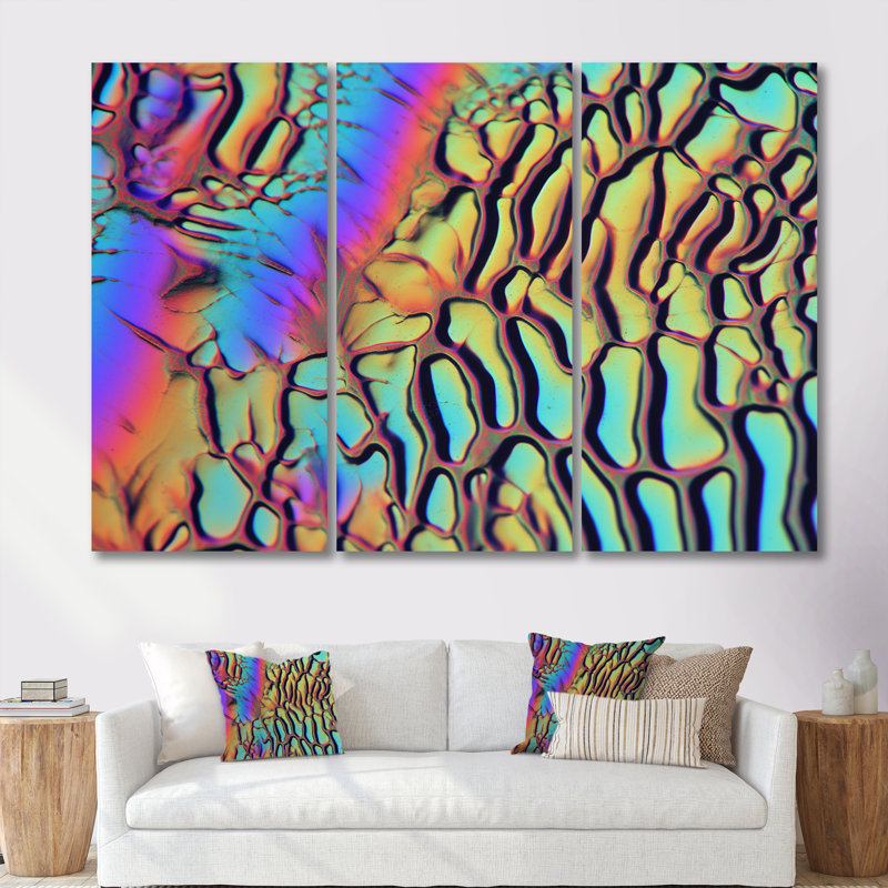 «Neon Texture Mars», ensemble d'art mural paysage abstrait, H 28 po x l 36 po x P 1 po, Toile tendue