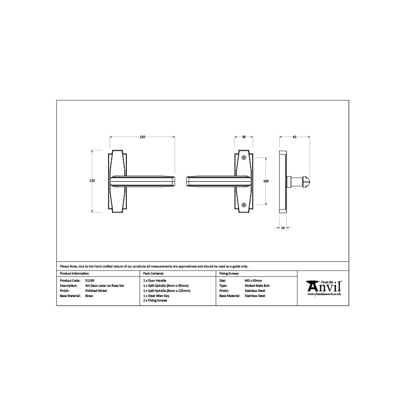 Art Deco Interior Mortise Door Handle, Polished Nickel