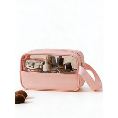 Brown single-layer waterproof toiletry bag