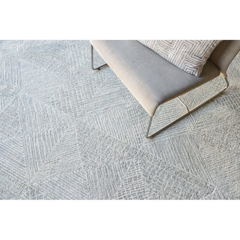 Caprice Geometric Handmade Tufted Area Rug, Light Blue/Ivory, Rectangle 8' x 10'