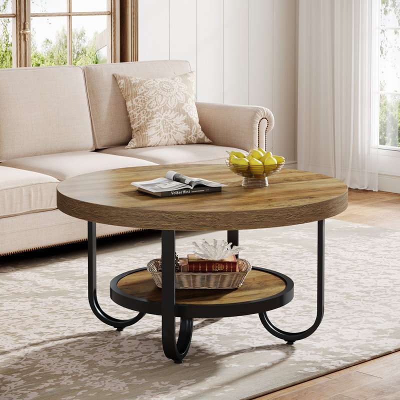4 Legs Coffee Table with Storage, Brown