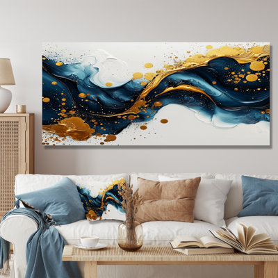 «Broseley Golden Coastal Rainbow», art mural à l'encre liquide abstraite