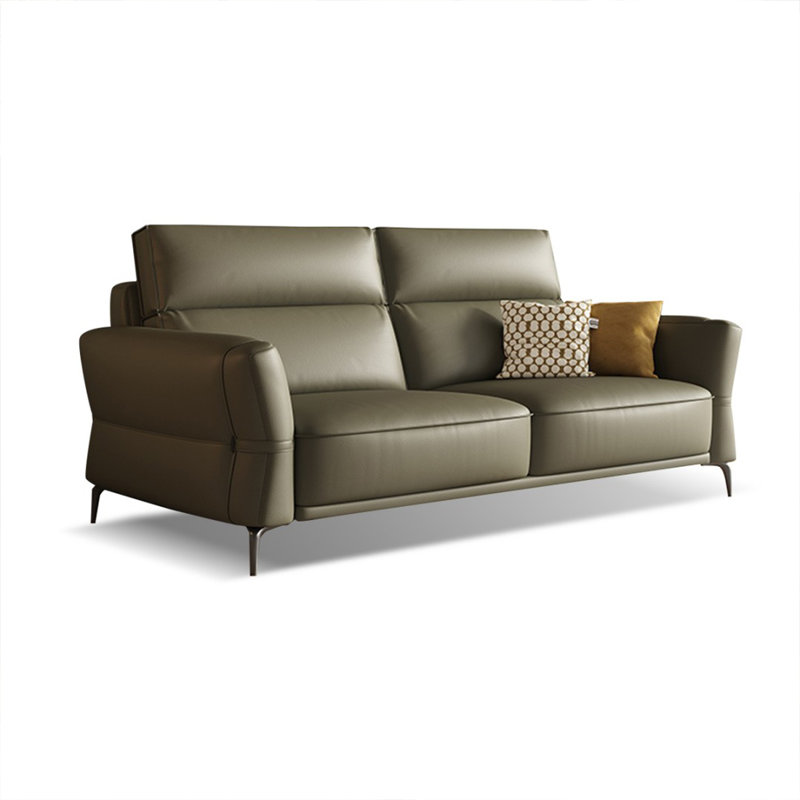 Causeuse-coussin standard en cuir véritable vert, H 35,04 po x l 74,02 po x P 37,40 po