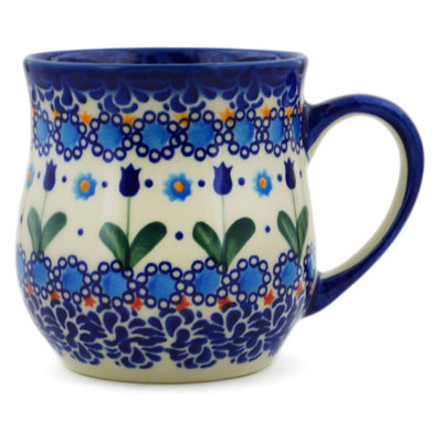 11 oz. Tasse en grès - Jardin de tulipes bleues