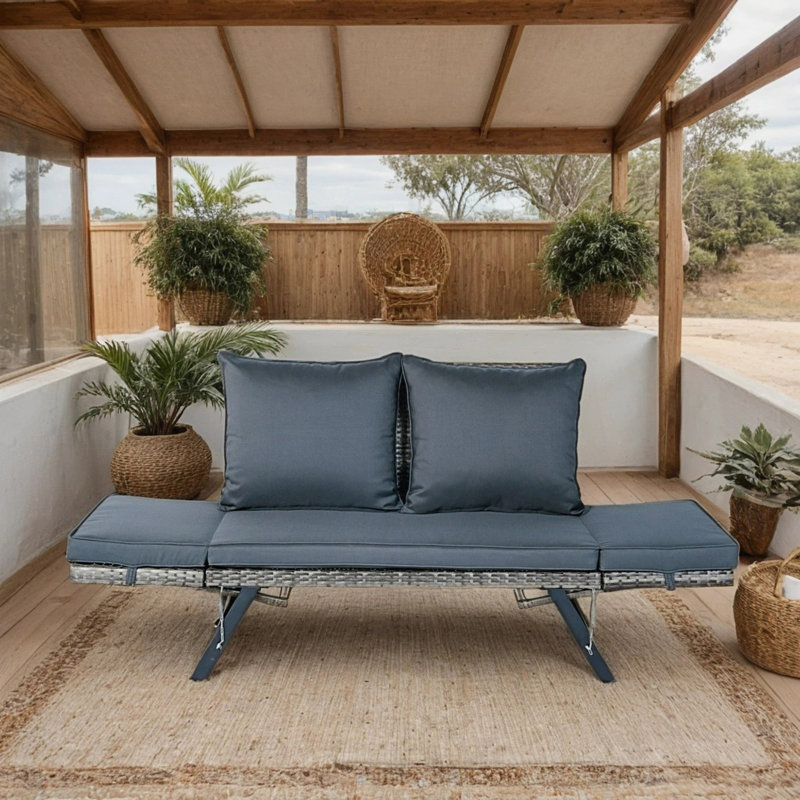 1 PCS Patio Wicker Side Foldable Bench