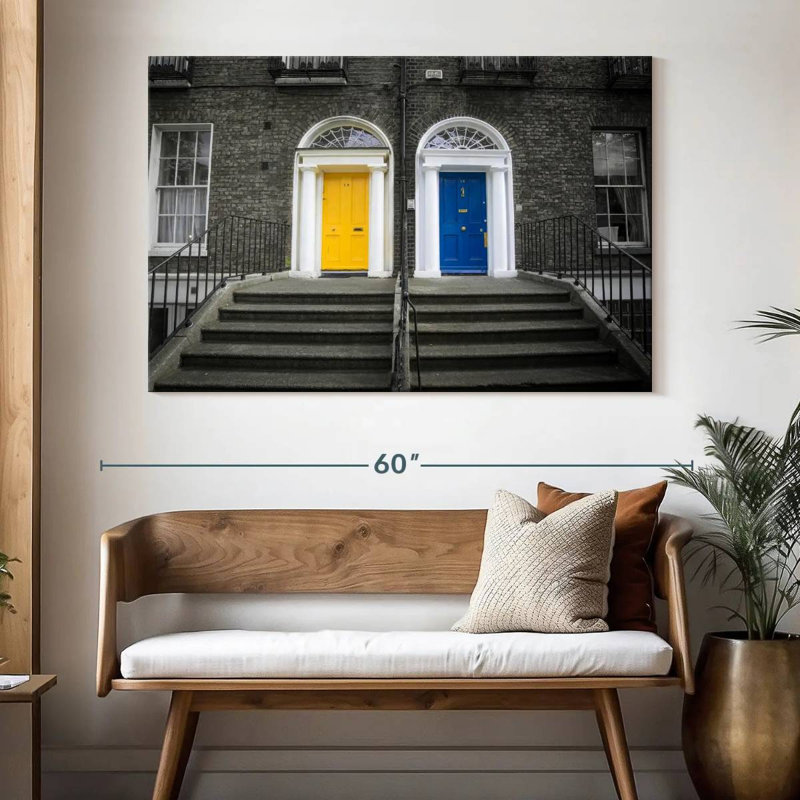 Lilie jaune et bleu portes, H 34 po x l 51 po