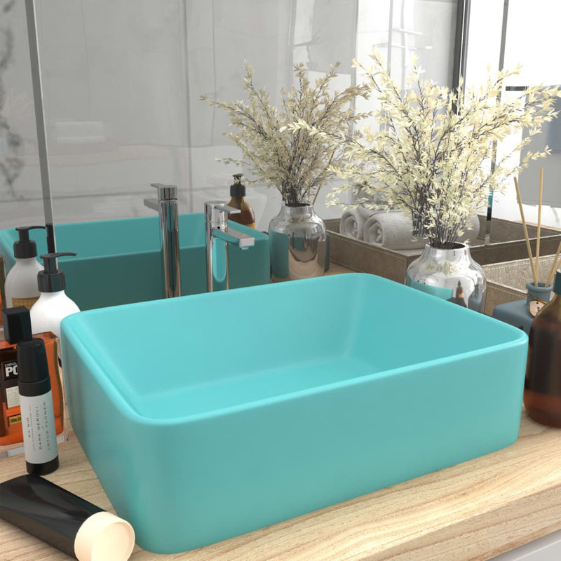 Lavabo mat 16,1 x 11,8 x 4,7 po en céramique vidaXL Luxury, Vert clair