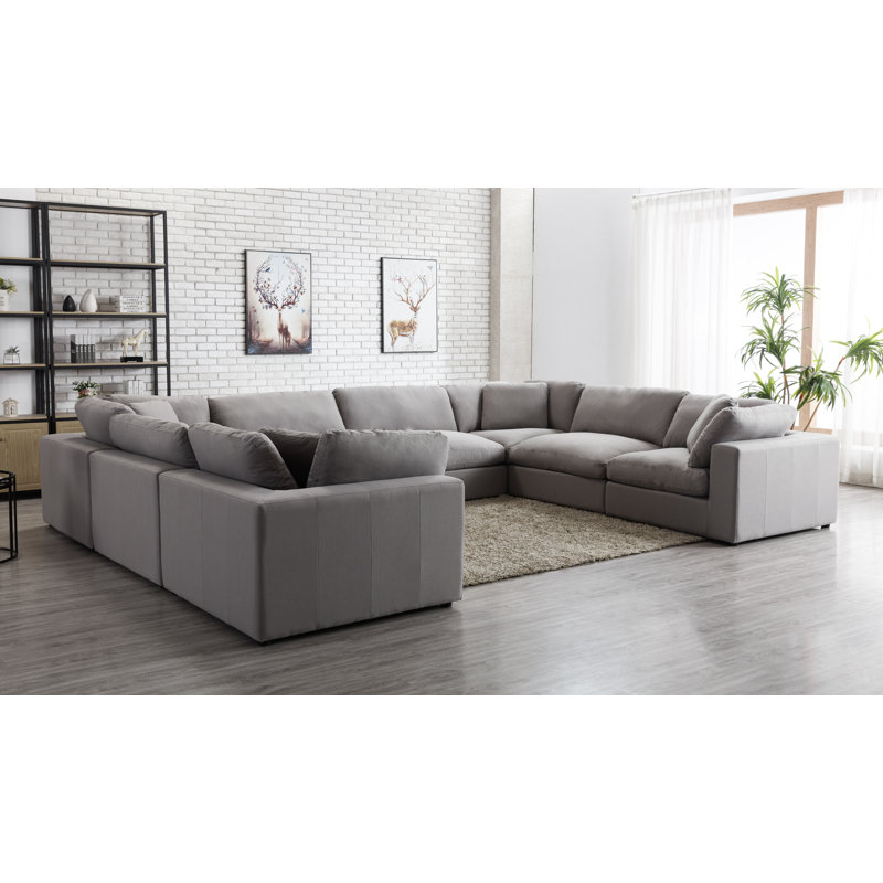 Haruyoshi Upholstered U-Shaped Sectional Reversible, Graphite Polyester Blend