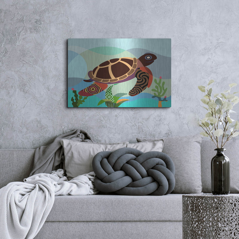Luxe Spectrum Art «Spectrum Sea Turtle» par Lanre Adef «Spectrum Sea Turtle» par Lanre Adefioyue, H 24 po x l 36 po