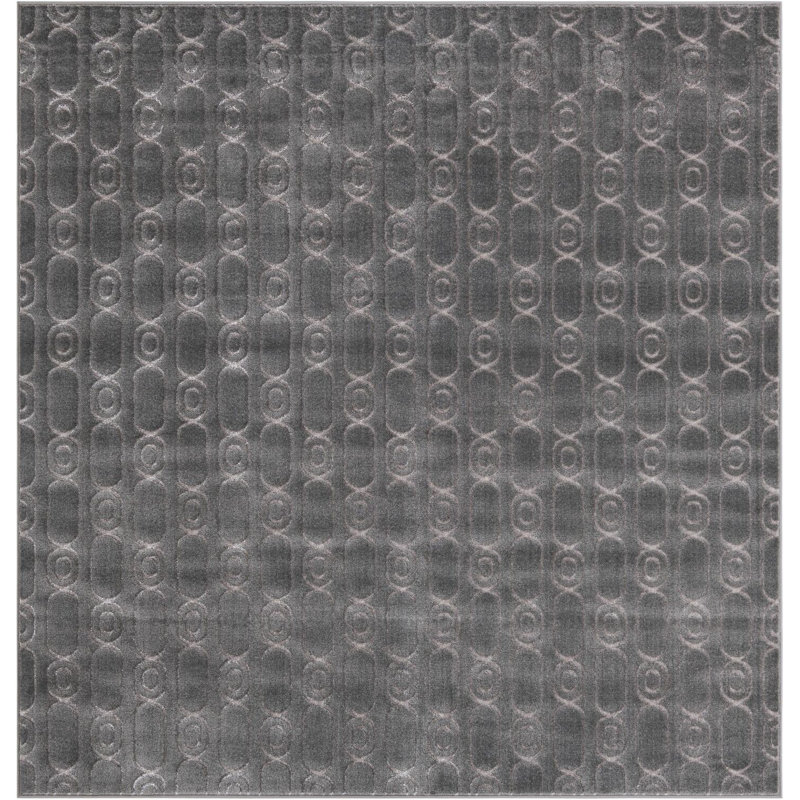 Tapis contemporain gris et argenté Vincente, Carré 10 pi