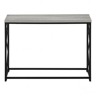 Narrow Sofa Console Table, Accent Entryway Living Room Bedroom, Gray Laminate Black Metal Contemporary Modern