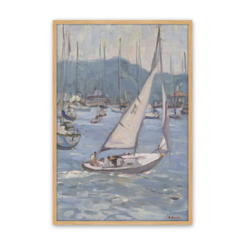 Breezing Up by Stephen Calcasola Canvas Art Print, H 24 po x l 18 po, Open Corner Framed Print without Mat Paper, Tan