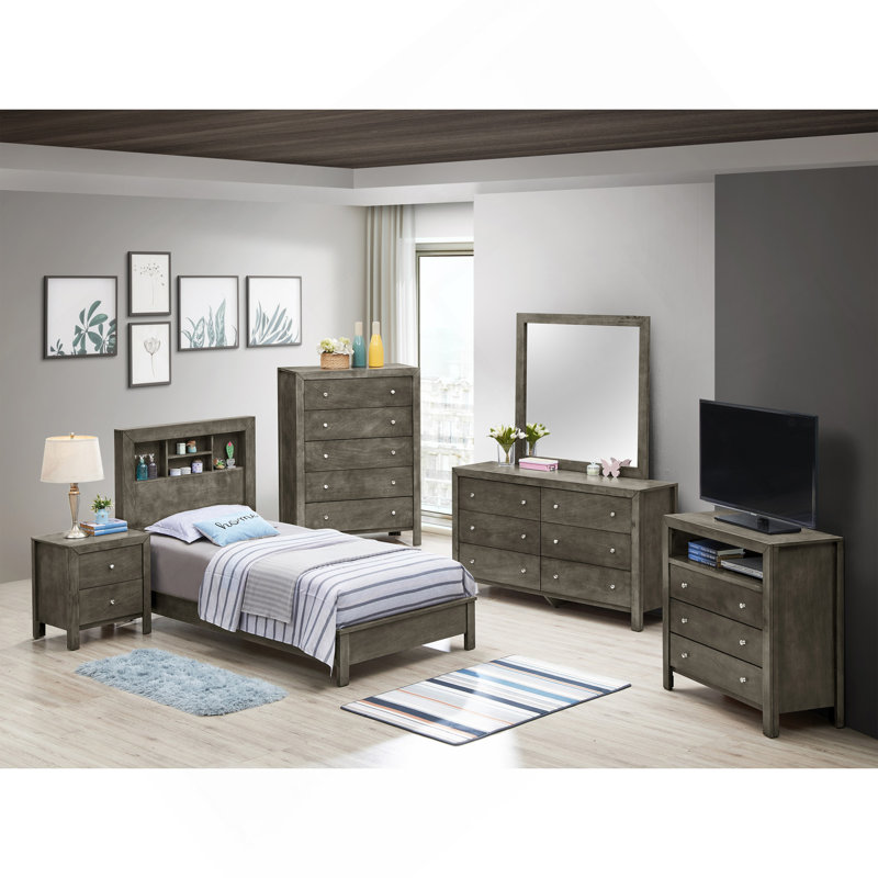 Tranquil Gray Transitional Bed For Comfort
