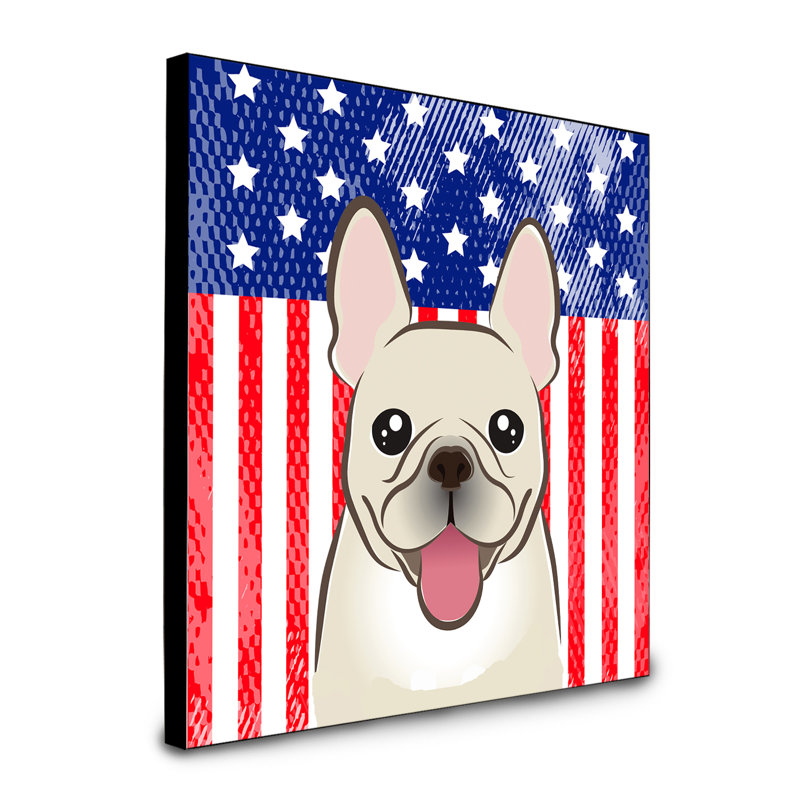 « american flag », art encadré Macomb, Bouledogue français beige