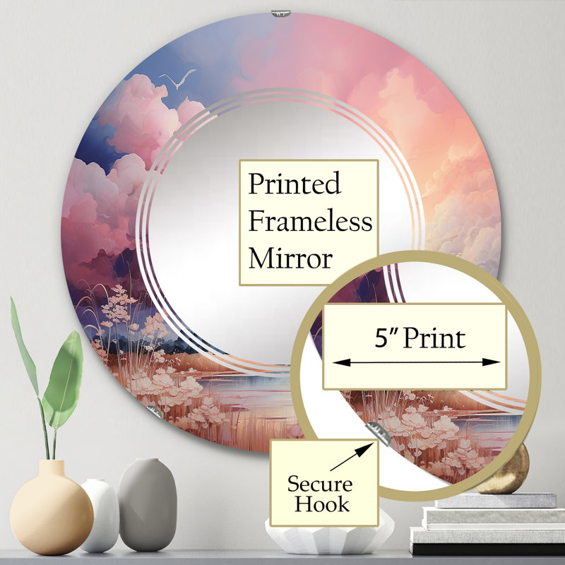 Flyes - Miroir mural paysager rond, 24 po x 24 po