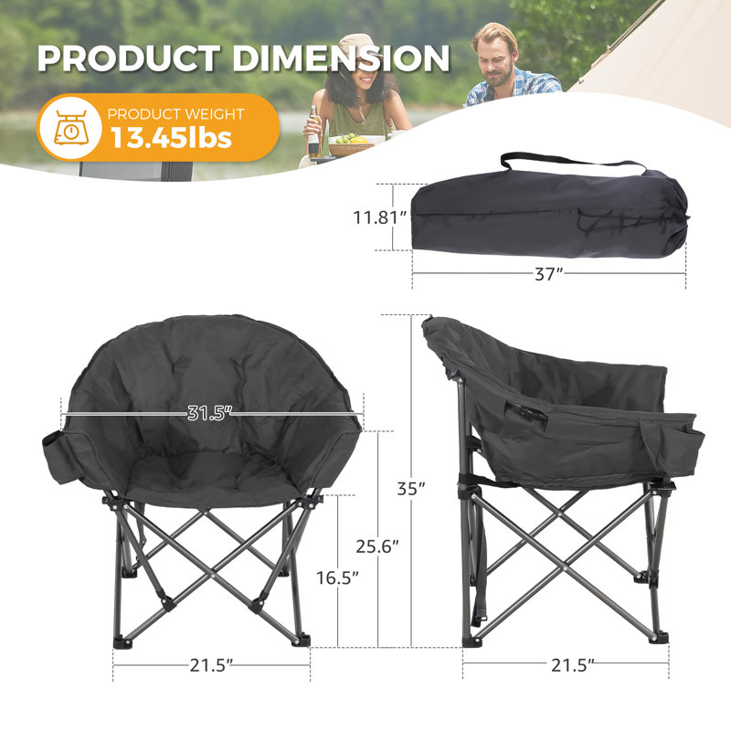 Outdoor Folding Camping Chair With Cup Holder,1 Piece Black, Black