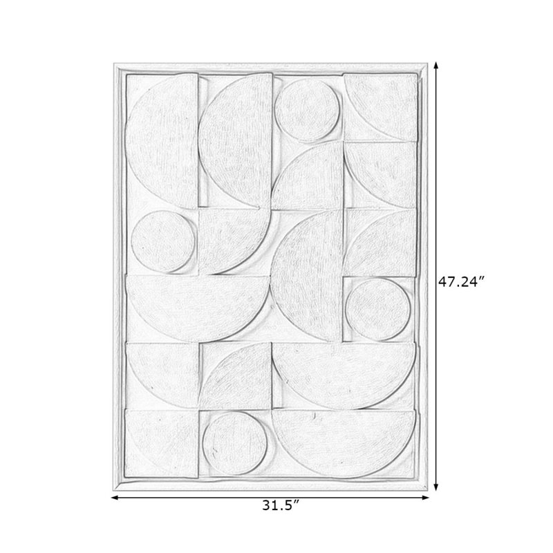 Art mural rectangulaire moderne pour salon, Blanc / Gris, H 47,24 po x l 31,5 po