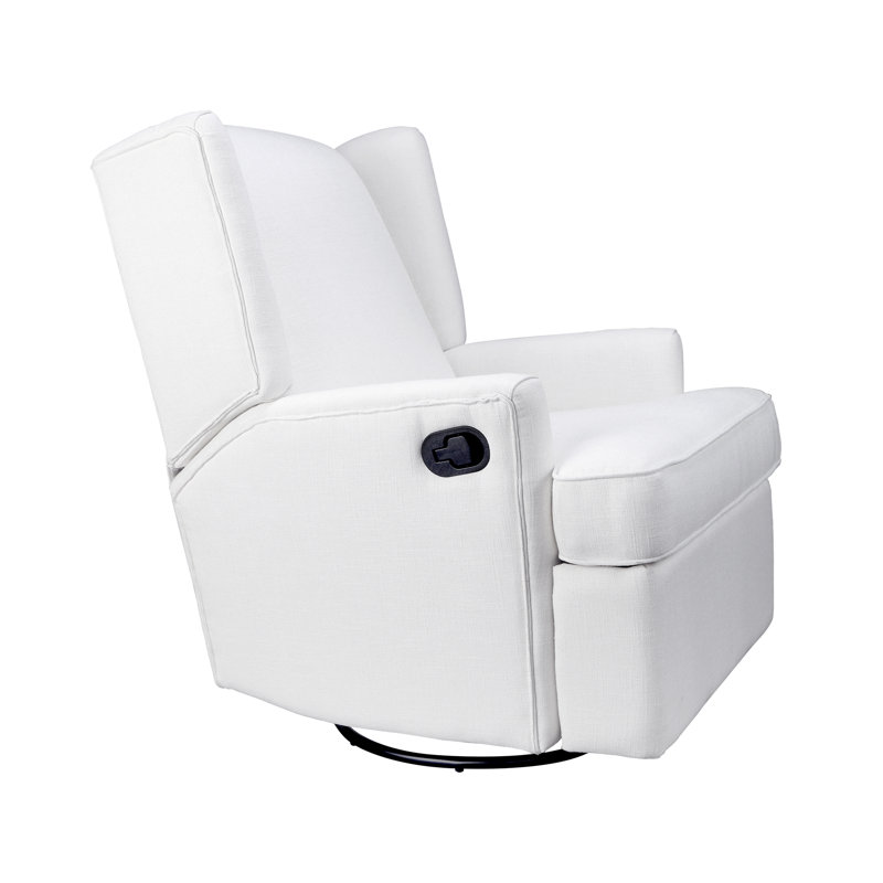 Heming Wingback Recliner Nursery Glider, White Polyester Blend