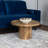 Round Mango Wood Coffee Table with Rimmed Bowl Top & Sturdy Pedestal Base, 27.5” Wide