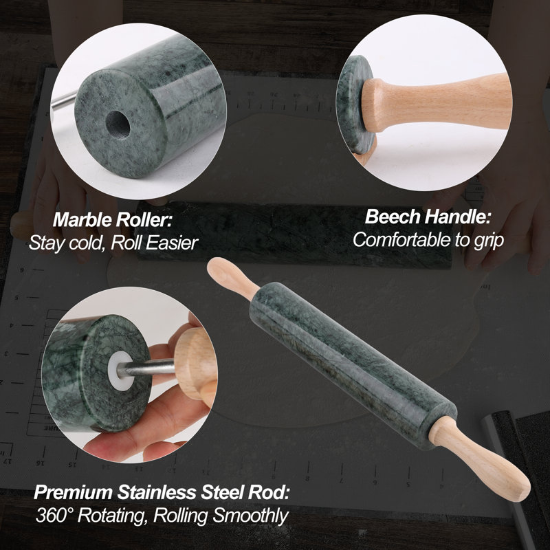 Marble Rolling Pin Set,Indian Green