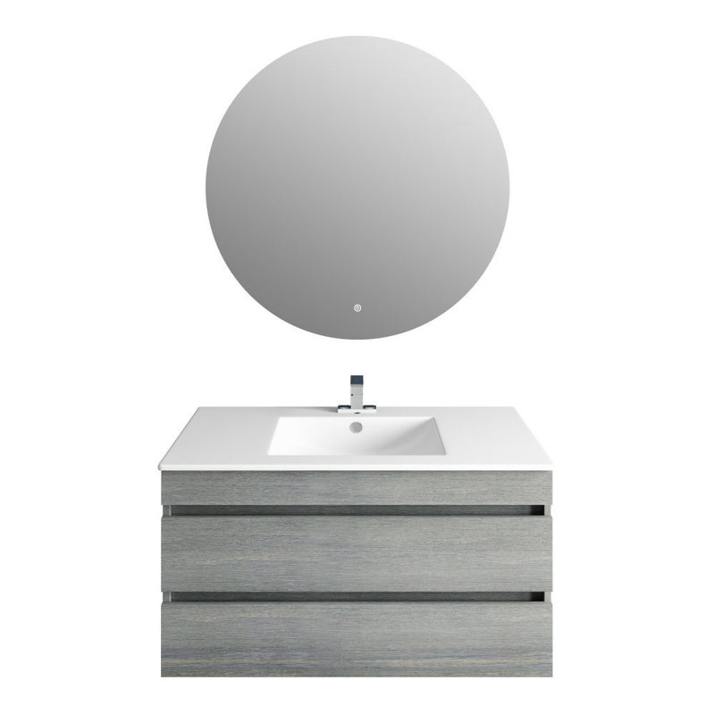 Ensemble de meuble-lavabo simple 32 po avec miroir, Blanc, Blanc