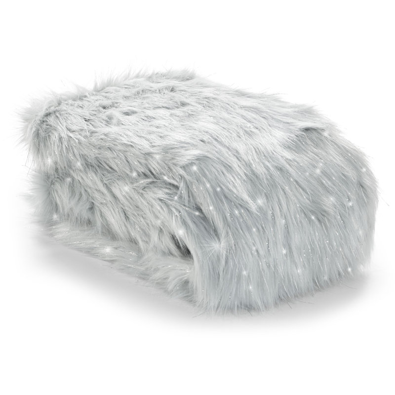Metallic Fur Throw, Silver