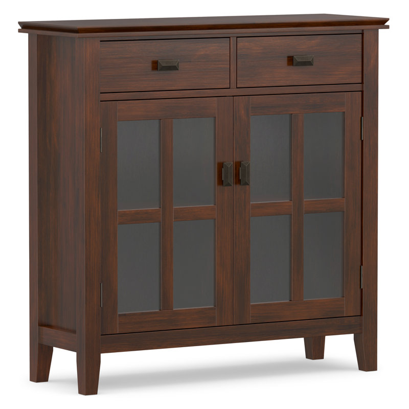 Artisan 36"W Solid Wood Transitional Entryway Storage Cabinet with Glass Doors and Adjustable Shelves