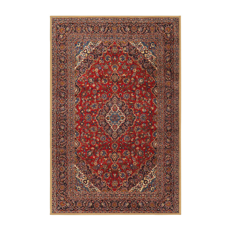 Tapis traditionnel rouge / bleu / beige Gavina, Rectangle 4 pi x 6 pi