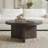 32" Wide Round Coffee Table with Fluted Base — Alder Brown Scandinavian MDF Center Table for Living Room | Holm-206813374-261653704