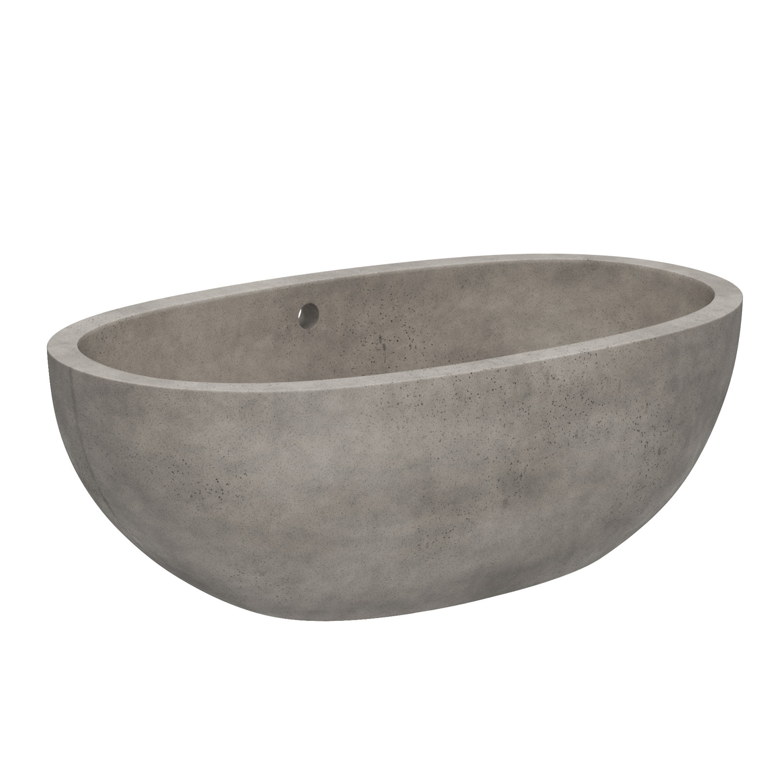 Avalon NativeStone Concrete Freestanding Oval Soaking Bathtub, Ash, 21" H x 36" W x 62" L