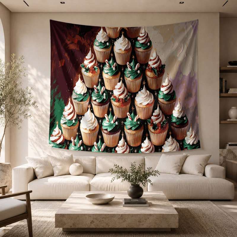 Tapisserie murale de sapin de Noël faite de petits gâteaux, 26 po x 36 po