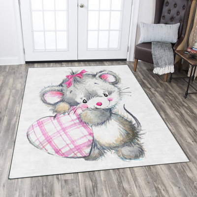 Stylish Woven Carpet (3.1 x 4.6 ft), 100% Polyester, Non-Slip Felt Dot Underside | Raschel Knitting, 0.4 in Pile Height | Machine Washable, Digital Print Design | Perfect for Living Room, Bedroom & Office Decor