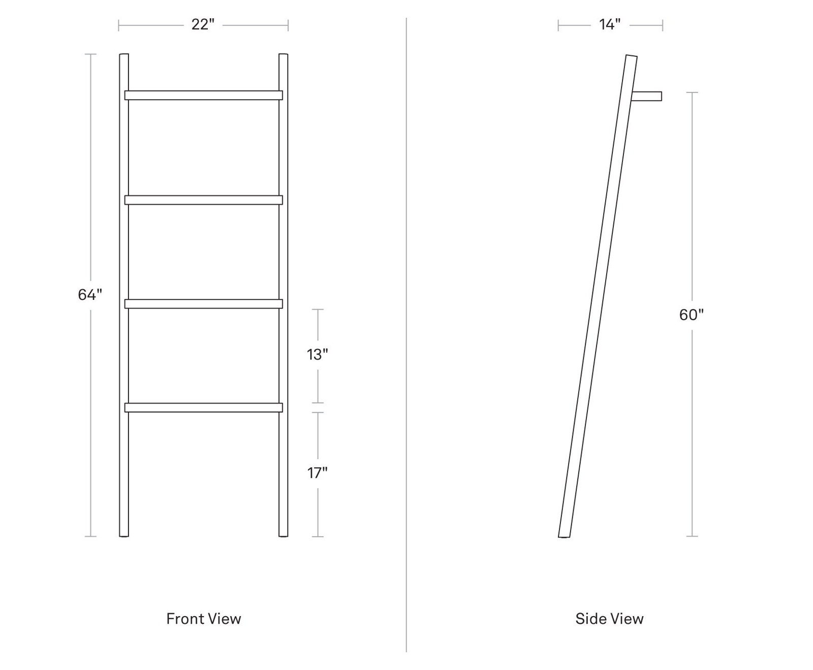 Woodsy 64'' Blanket Ladder, Black Stained Acacia
