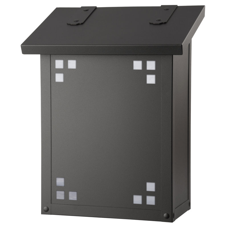 Pasadena Brass Wall Mounted Mailbox, Wispy White, Textured Black