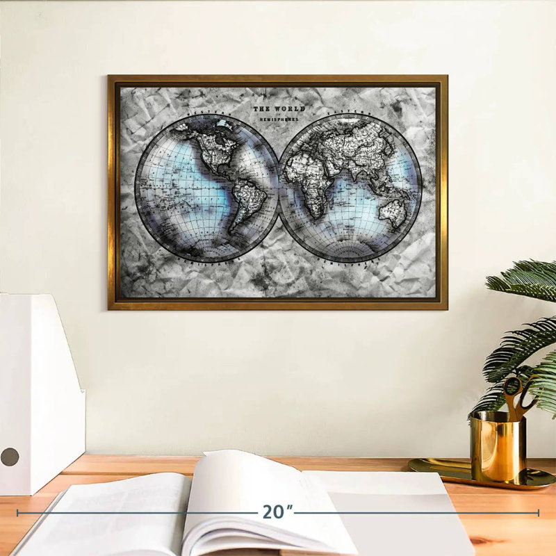 World Hemispheres Briscoe, 13 po x 9 po, Cadre flottant doré
