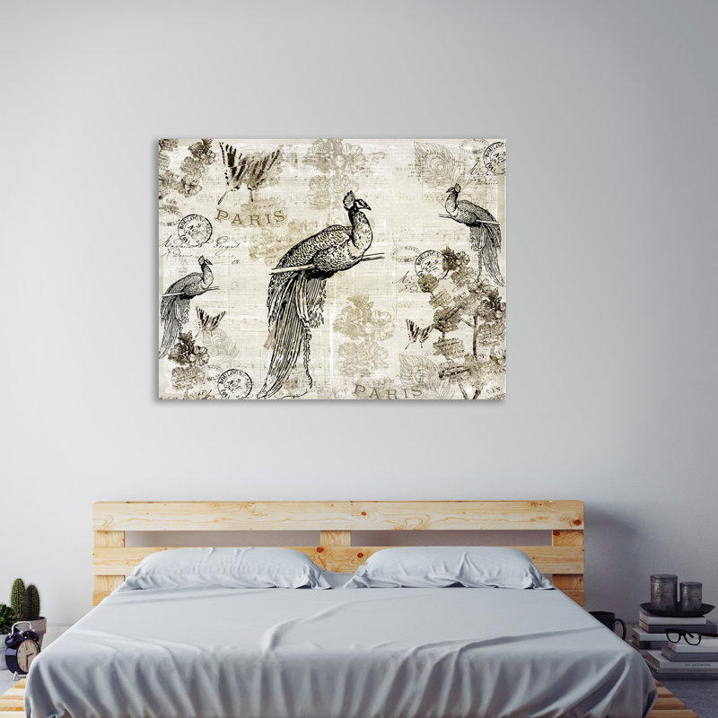 Music Notes Peacock by Kimberly Allen - Wrapped Canvas Print, 61cm H x 81cm W x 4cm D