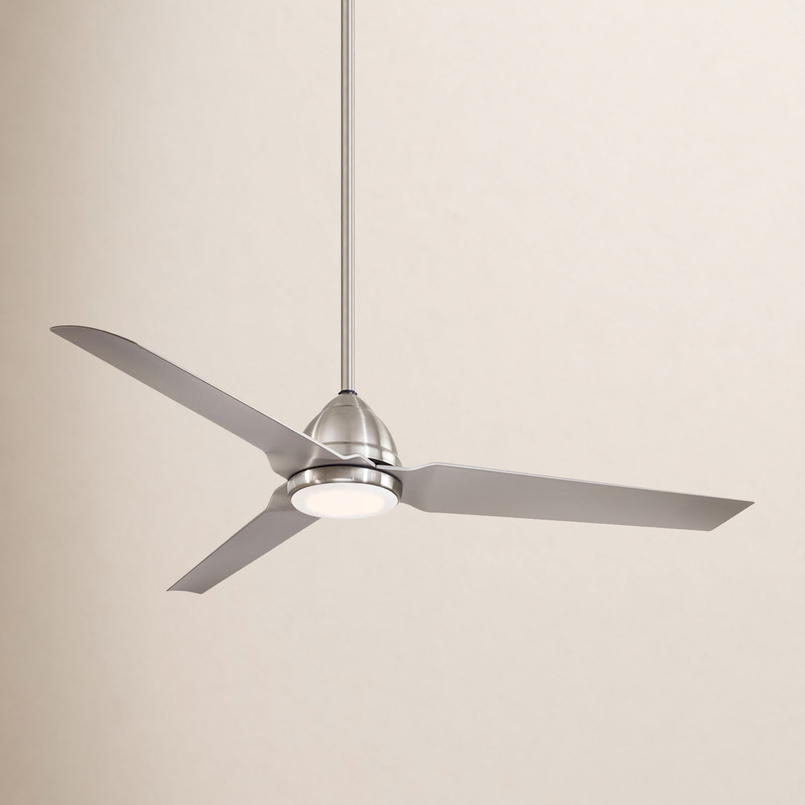 Java 54" Outdoor Ceiling Fan with LED Light Kit, Brushed Nickel with Silver Blades
