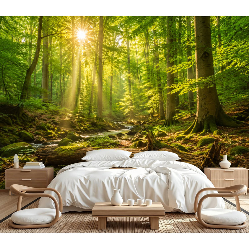 Papier peint adhésif auto-adhésif Green Forest by Sun, L 100,08 po x l 144 po