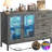 Kyzier 45.27'' Coffee Wine Bar Cabinet with LED Light, Sideboard With 3 Drawers-64623904