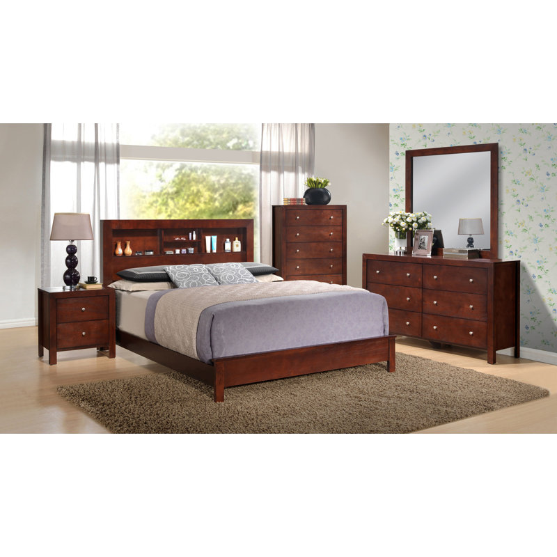 Elegant Cherry Transitional Queen Bed