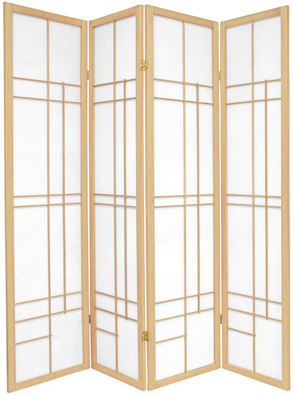 70.25" x 70" Eudes Shoji 5 Panel Room Divider, 5, Natural