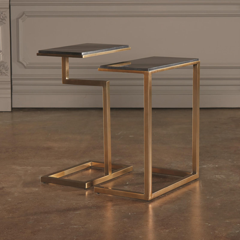 Marble Nesting End Table, Brass