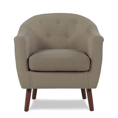 Orange Fabric Upholstered Accent Chair 1Pc Espresso Finish Legs Button Tufted Solid Wood Furniture Living Room Chair -  Corrigan StudioÂ®, E3DC5C50F7764C11B8CB36C07F38F875