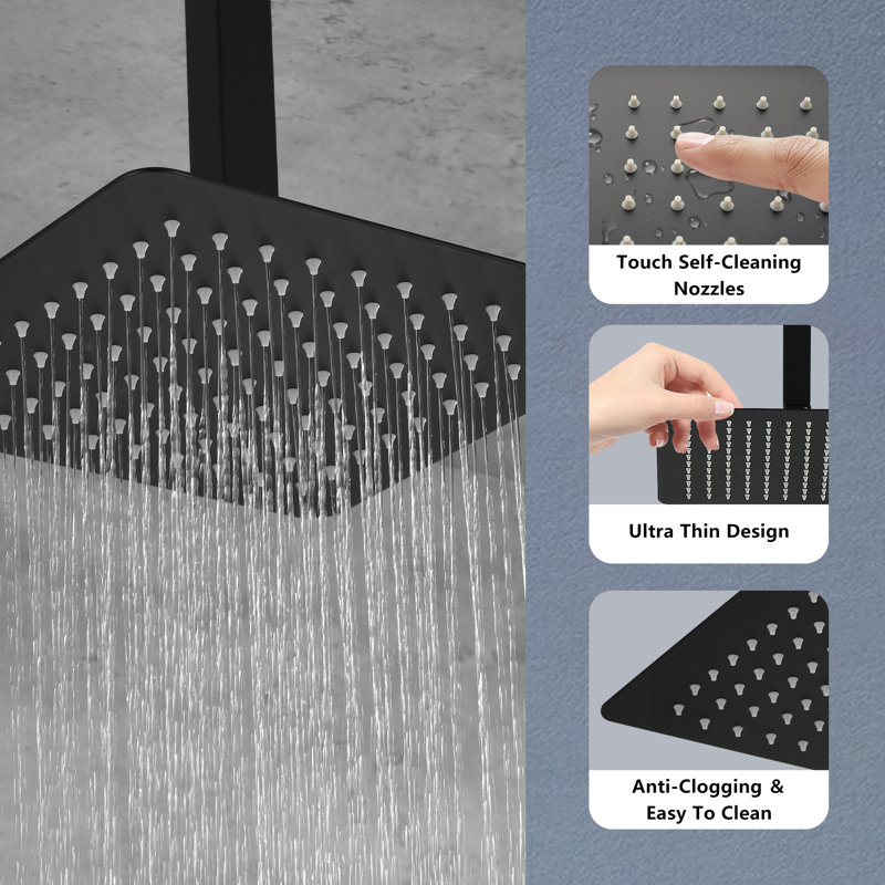 Rain Fixed Shower Head, Matte Black
