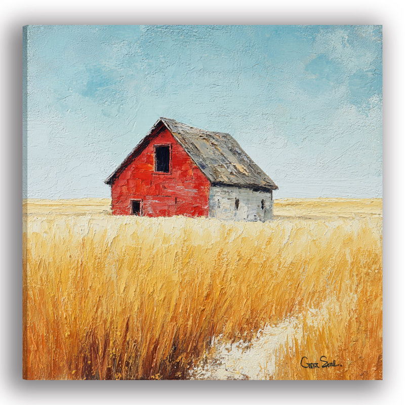 «Golden Field Barn», art mural sur toile tendue