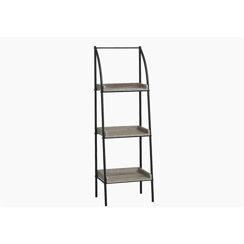 Bibliothèque, armoire, étagère de présentation, coin, trois niveaux, 48 pouces de hauteur, bureau, chambre à coucher, brun mat, métal noir, style moderne, moderne