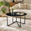 Ensemble de table basse ronde et tables de bout 3 pièces, ensemble de salon moderne avec cadre en verre trempé noir