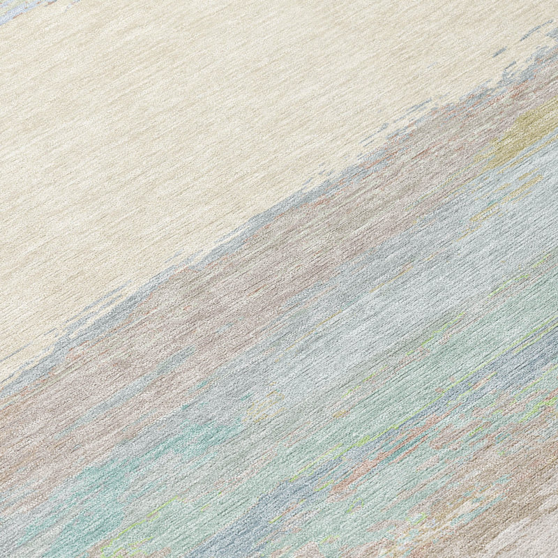 Ivory and Multicolor Synthetic Washable Striped 3' x 5' Rug