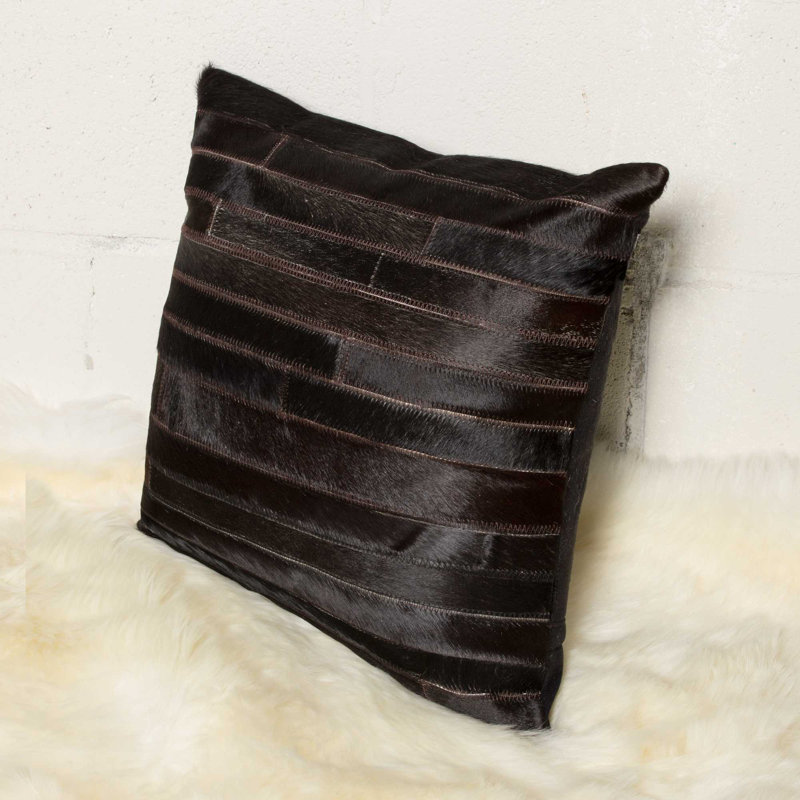 Graham Cowhide Throw Square Pillow Cover & Insert, Chocolate